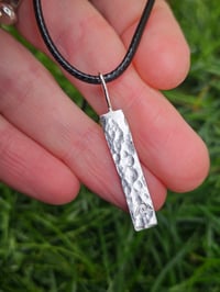 Image 4 of Ready to ship! Mens Necklace ' Ripples ' Sterling Silver with handstamped wave 
