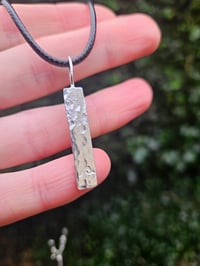 Image 6 of Ready to ship! Mens Necklace ' Ripples ' Sterling Silver with handstamped wave 