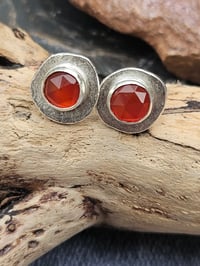Image 7 of Ready to ship! - Carnelian Gemstone & Sterling Silver Stud Earrings 