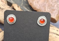 Image 5 of Ready to ship! - Carnelian Gemstone & Sterling Silver Stud Earrings 