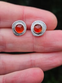 Image 6 of Ready to ship! - Carnelian Gemstone & Sterling Silver Stud Earrings 