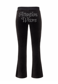 CENTER OF ATTENTION RHINESTONE VELOUR TRACK PANTS