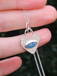 Image 1 of Made to order in 2 - 3 weeks! Opal Triplet Heart Sterling Silver Necklace 