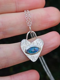 Image 2 of Made to order in 2 - 3 weeks! Opal Triplet Heart Sterling Silver Necklace 