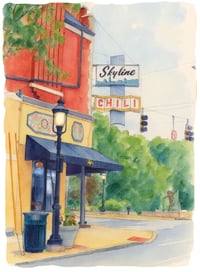 Giclée Print of Watercolor Painting of Skyline Chili
