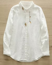 Image 1 of White Cotton Blouse with Delicate Embroidery