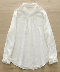 Image 2 of White Cotton Blouse with Floral Embroidery