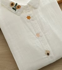 Image 3 of White Cotton Blouse with Floral Embroidery