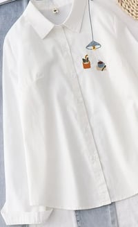 Image 5 of White Cotton Blouse with Poetic Embroidery
