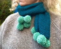 Blue & Sea Glass Pom Pom Scarf