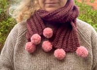 Copper and Pink Pom Pom Scarf