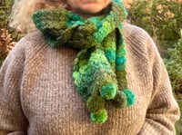 Multi Green Pom Pom Scarf