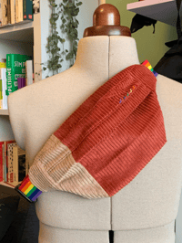 Banane velours côtelé rainbow - Bicolore terracotta-beige