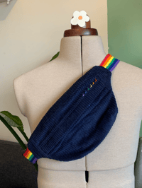 Banane velours côtelé rainbow - Bleu nuit