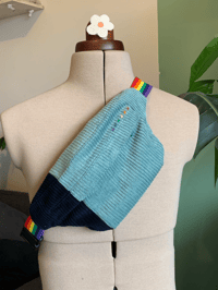 Banane velours côtelé rainbow - Bicolore indigo-bleu nuit