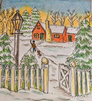 Image of Winter scene, Coming home