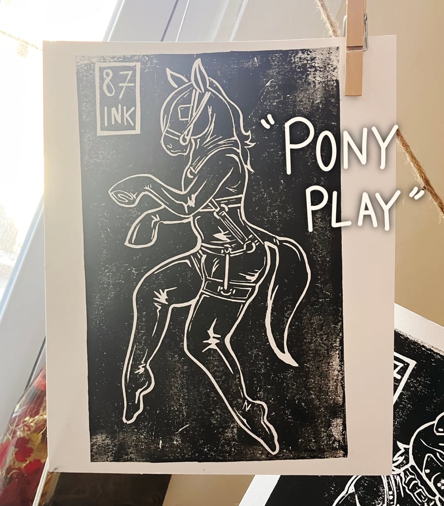Image of Pony Play 8”x10” Linocut Print