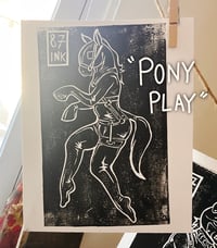 Image 2 of Pony Play 8”x10” Linocut Print
