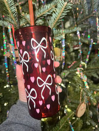 VDay Bows w/ Pink Hearts Cup