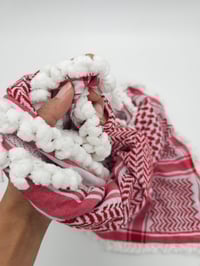 Image 6 of Pomegranate Seed Trim Red Keffiyeh (Made in Jordan) 