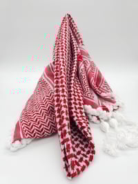 Image 3 of Pomegranate Seed Trim Red Keffiyeh (Made in Jordan) 
