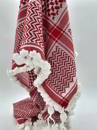 Image 1 of Pomegranate Seed Trim Red Keffiyeh (Made in Jordan) 