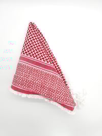 Image 2 of Pomegranate Seed Trim Red Keffiyeh (Made in Jordan) 