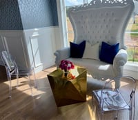 Image 2 of White Double Throne Chair (Loveseat)