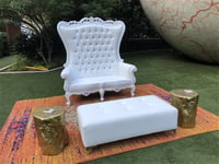 Image 3 of White Double Throne Chair (Loveseat)