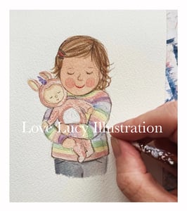 Image of Child & Favourite Teddy/Doll Painting