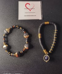 Gold & Black Healing Bracelets with Charm 
