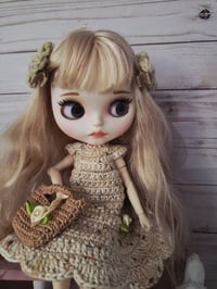 Image 1 of One of a Kind Blythe Doll Dressed in Handmade Crochet Outfit with Mini Purse – Collector Doll