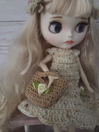 Image 4 of One of a Kind Blythe Doll Dressed in Handmade Crochet Outfit with Mini Purse – Collector Doll