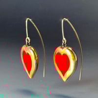 Image 2 of Red Hearts from Long Time Ago...Maybe Eternity - Art Glass Earrings. Ready to Ship.