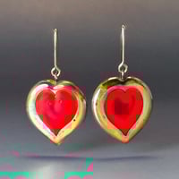 Image 1 of Red Hearts from Long Time Ago...Maybe Eternity - Art Glass Earrings. Ready to Ship.