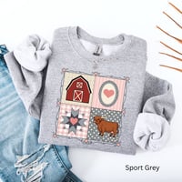 Image 2 of Cow Quilt Frame Crewneck