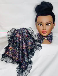 Image 1 of Handcrafted Women’s Classy Bow Tie & Handkerchief Set – Navy Multicolor