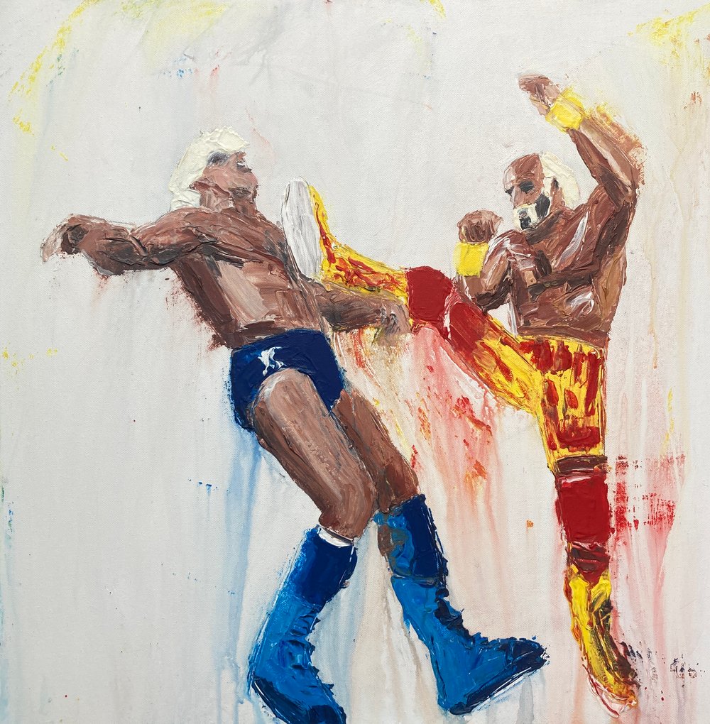 Image of Hogan vs Flair (original on canvas)