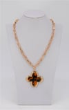 GOLD QUATREFOIL NECKLACE & BRACELET ANIMAL PRINT SET 