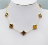 GOLD BROWN QUATREFOIL NECKLACE & EARRING SET 