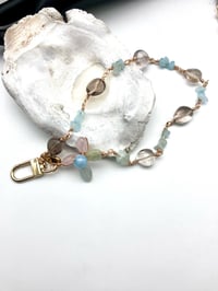 Image 5 of By The Sea Part One Lanyard Charm: Morganite, Aquamarine & Smoky Quartz | Ocean Inspired