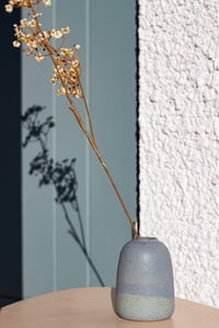 Image 2 of Cylinder Stoneware Vase with Cloudy Blue Glaze