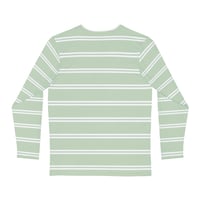 Image 2 of Striped Sage Long Sleeve Shirt — Men's Casual Breton Tee