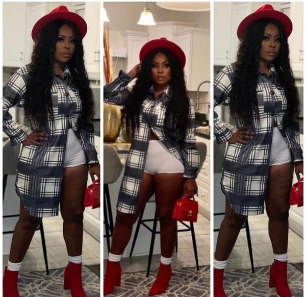 Image of Plaid trench 