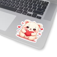 Image 4 of Cute Bear Holding Heart Kiss-Cut Sticker — Valentine & Gift-Ready Laptop Decal