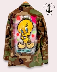 Image 2 of Tweety ¥ viLLaGe punK ¥ IbiZa ¥ camouflage ¥ JaCket ¥ upCycliNg ¥ festiValVibe ¥