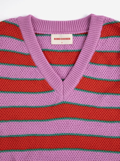 Image of 1-Chaleco raya rojo rosa stripe V-neck vest