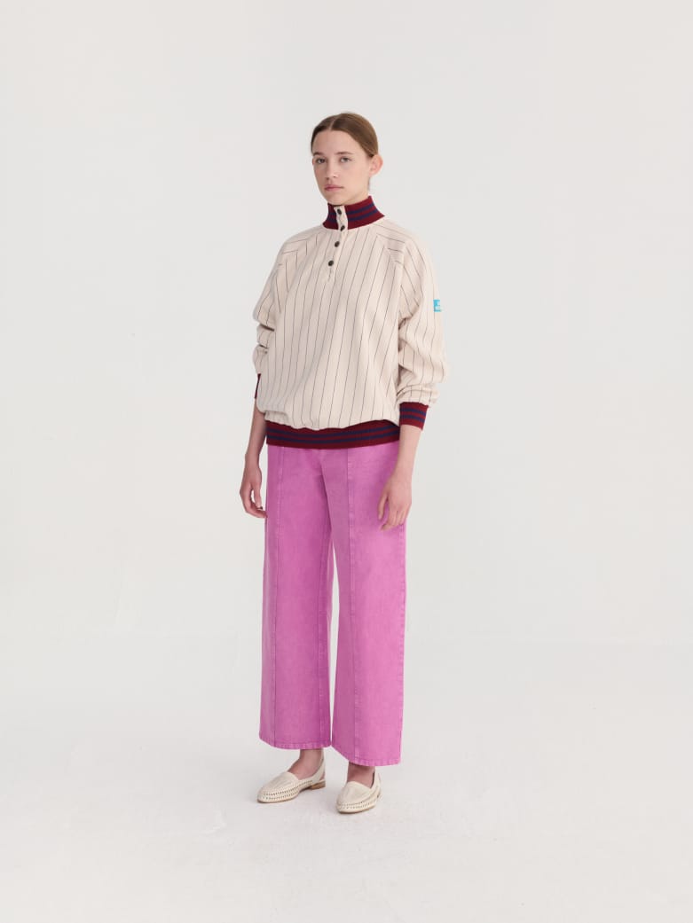 Image of 2-Pantalón magenta washed twill boot cut pants