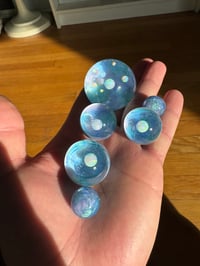Image 7 of Meta, purple satin, and Neptune Scribble marbles