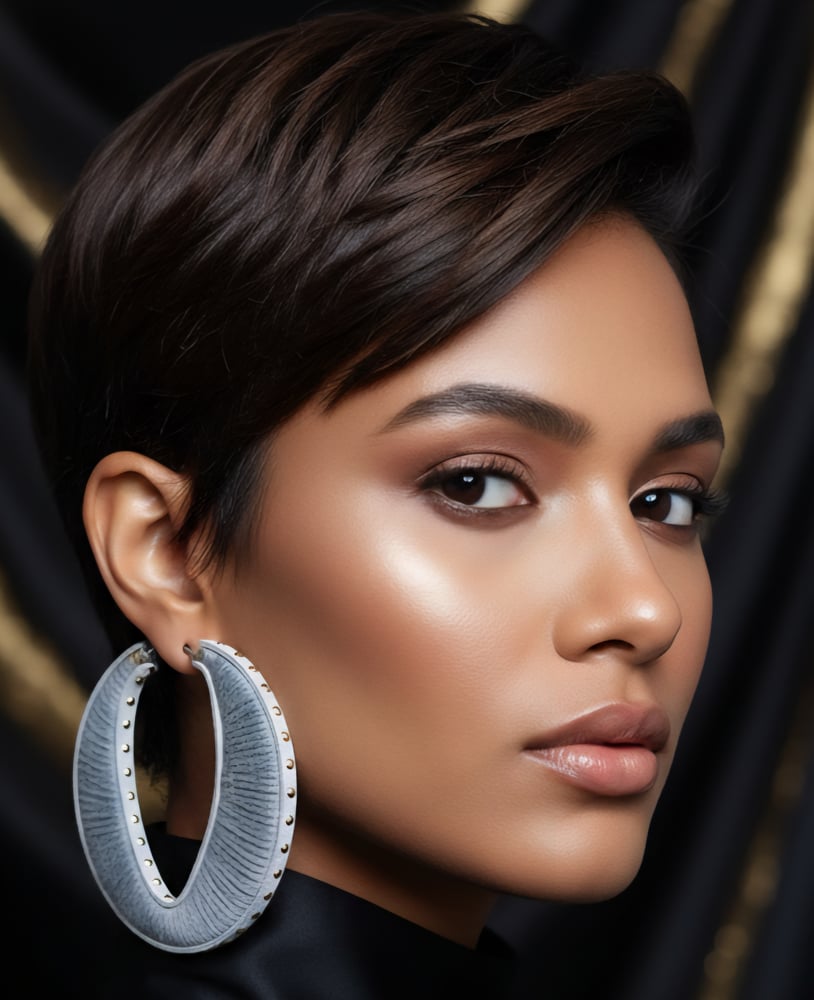 Image of Gray Gold Sweater Hoop Earrings